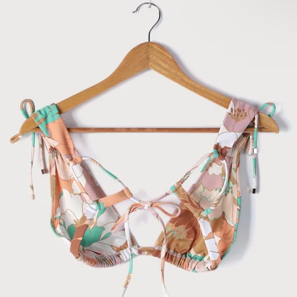 Lulus Floral Tie-Back Bikini Top